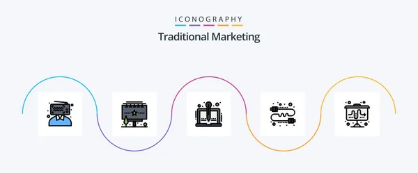 Traditional Marketing Line Filled Flat Icon Pack Including Marketing Direct — Vector de stock