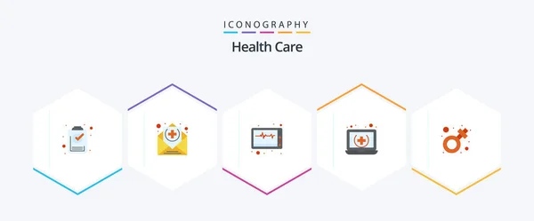 Health Care Flat Icon Pack Including Gender Online Machine Medical — Archivo Imágenes Vectoriales