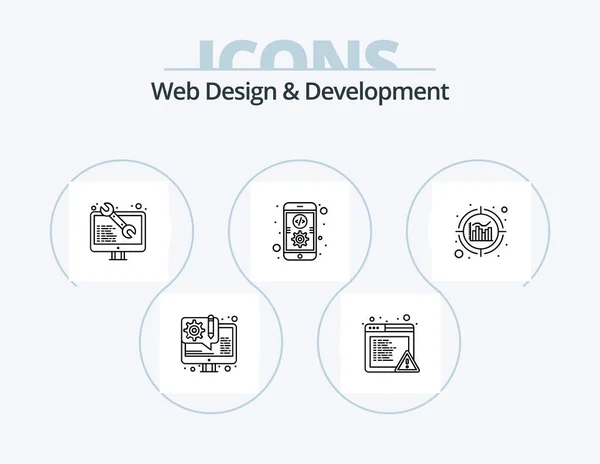 Web Design Development Line Icon Pack Icon Design Agile Data — Stock Vector