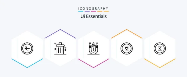 Essentials Line Icon Pack Including Favorite Garbage Snap Interface — Vettoriale Stock