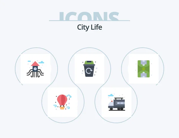 City Life Flat Icon Pack Icon Design Life Life City — Stock Vector