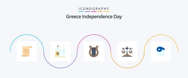 Greece Independence Day Flat Icon Pack Including Greece Cancer Harp — стоковый вектор