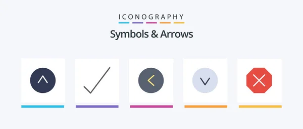 Symbols Arrows Flat Icon Pack Including Left Denied Ban Creative — Stockvektor