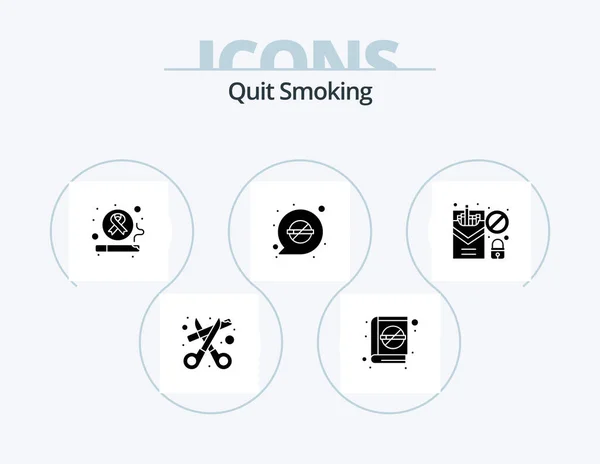 Quit Smoking Glyph Icon Pack Icon Design Cigarette Quit Cancer — Stock Vector