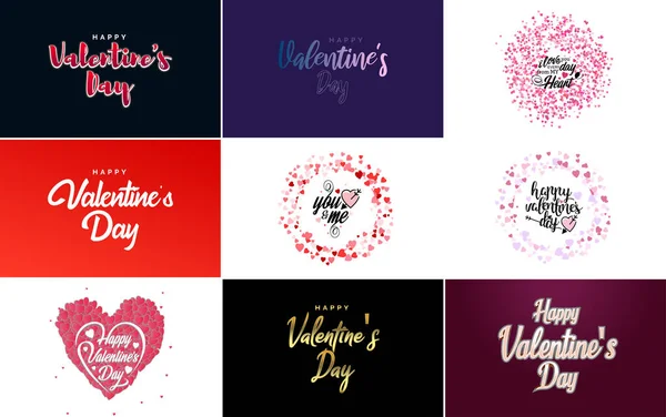 Happy Valentine Day Banner Template Romantic Theme Pink Red Color — Vettoriale Stock