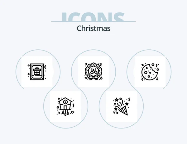 Christmas Line Icon Pack Icon Design Drink Card Cup Winter — Stok Vektör