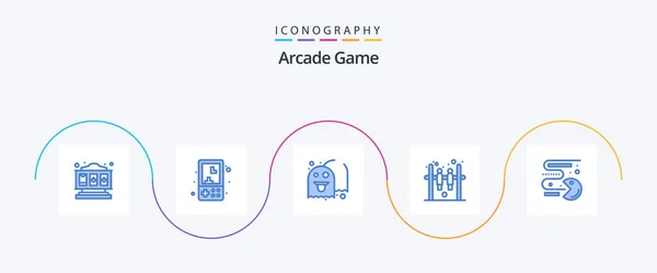 Arcade Blue Icon Pack Including Pacman Competition Ghost Hockey Bar — Stockvektor