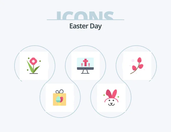 Easter Flat Icon Pack Icon Design Easter Plent Plant Egg — Archivo Imágenes Vectoriales