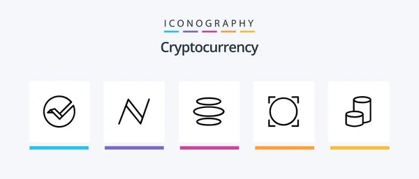 Cryptocurrency Line Icon Pack Including Digital Note Cryptocurrency Lykke Crypto — Stock vektor