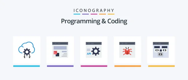 Programming Coding Flat Icon Pack Including Bug App Page Programming — Vector de stock