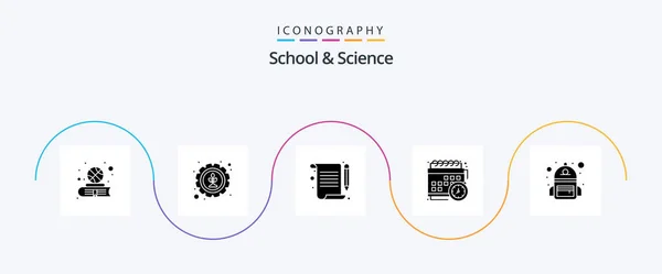 School Science Glyph Icon Pack Including School Study Document School — Stockový vektor