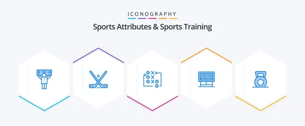 Sports Atributes Sports Training Blue Icon Pack Including Scoreboard Game — 图库矢量图片