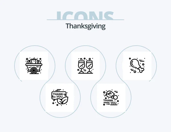 Thanksgiving Line Icon Pack Icon Design Gratitude Thanksgiving Thanksgiving Leaf — Stockvektor