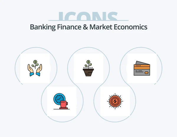 Banking Finance Market Economics Line Filled Icon Pack Icon Design — Wektor stockowy