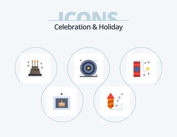 Celebration Holiday Flat Icon Pack Icon Design Carnival Independence Cake — Stockvector