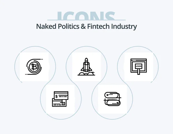 Naked Politics Fintech Industry Line Icon Pack Icon Design Fintech — Stockový vektor
