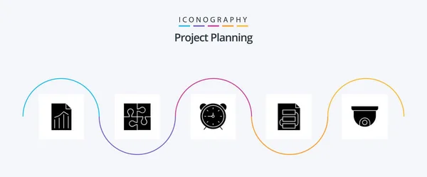 Project Planing Glyph Icon Pack Including Planning Document Solution Watch — Wektor stockowy