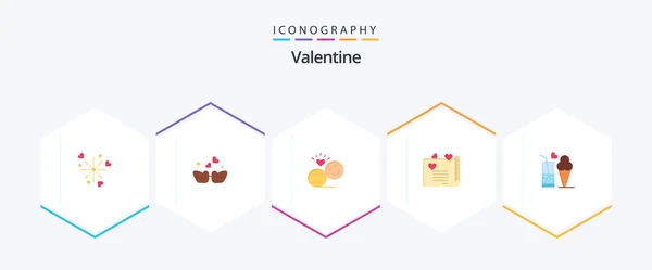 Valentine Flat Icon Pack Including Avatar Love Birds Day Valentine — Stock Vector