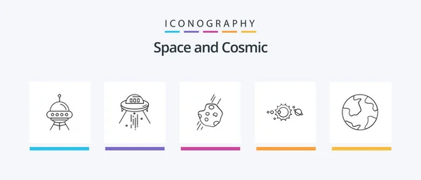 Space Line Icon Pack Including Space Chemistry Radar Molecule Atom — Stock vektor