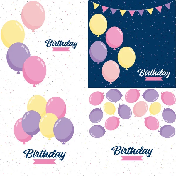 Vector Illustration Ahappy Birthday Celebration Background Balloons Banner Confetti Greeting — Vetor de Stock