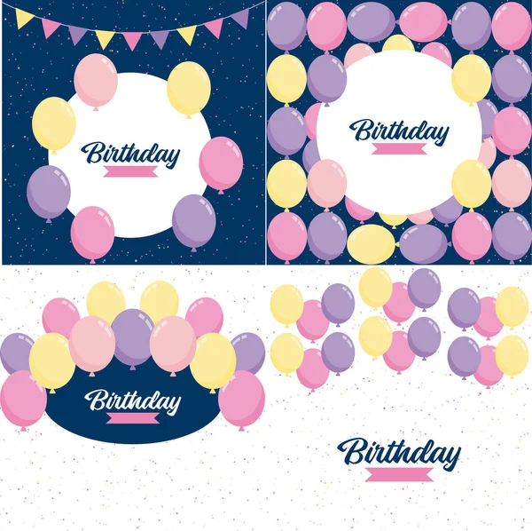 Happy Birthday Bold Geometric Font Pattern Birthday Candles Background — Vector de stock