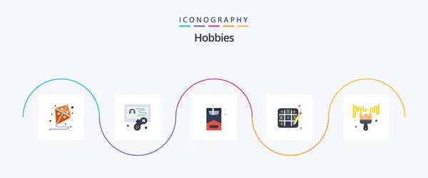 Hobbies Flat Icon Pack Including Hobby Hobby Hobbies Brush — Stok Vektör