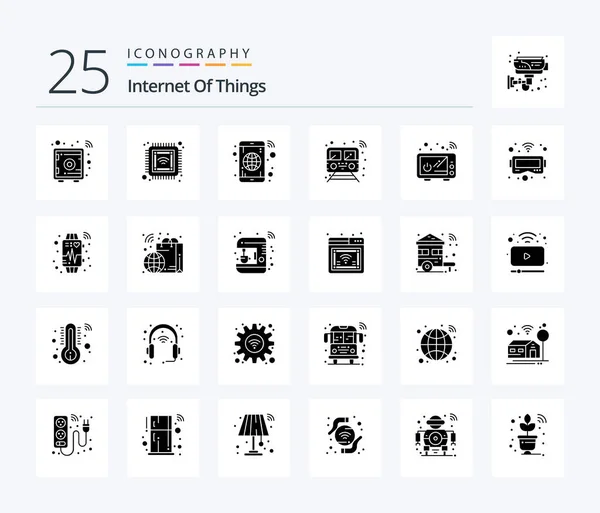 Internet Things Solid Glyph Icon Pack Including Connect Train App — Image vectorielle