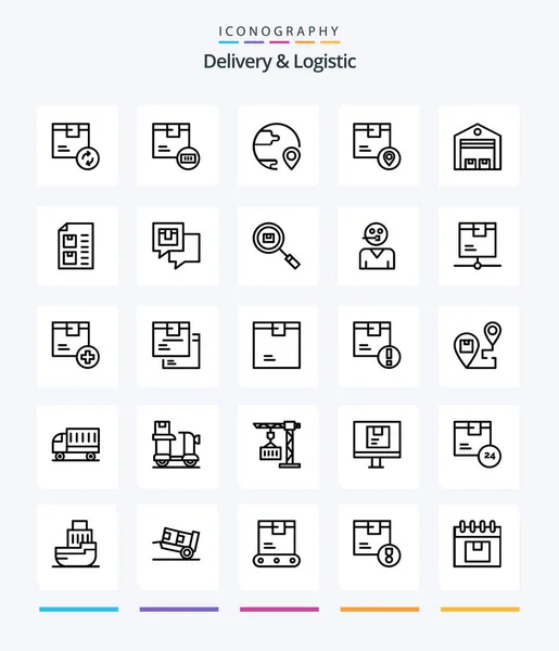 Creative Delivery Logistic Outline Icon Pack Location Box Shipping Shipping — Stok Vektör