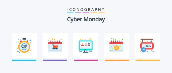 Cyber Monday Flat Icon Pack Including Sale Date Shop Calendar – stockvektor