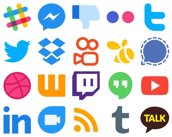 Flat Flat Social Media Icons Wattpad Twitter Mesenger Swarm Icons — Stok Vektör