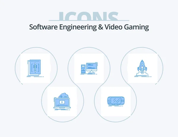 Software Engineering Video Gaming Blue Icon Pack Icon Design Gaming — Stock vektor