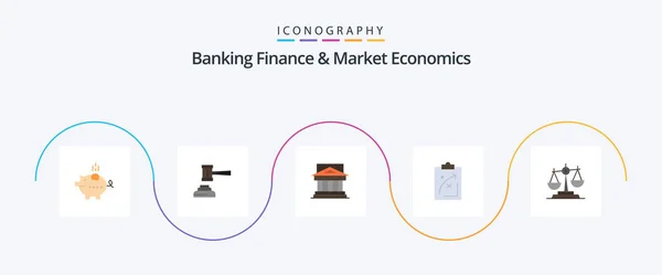 Banking Finance Market Economics Flat Icon Pack Including Estate Building — Vettoriale Stock