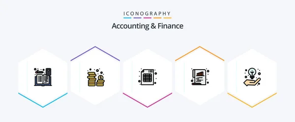 Accounting Finance Filledline Icon Pack Including Business Document Currency Chart — Stok Vektör