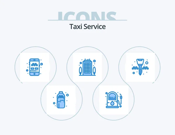 Taxi Service Blue Icon Pack Icon Design Key Chain Equipment — Wektor stockowy