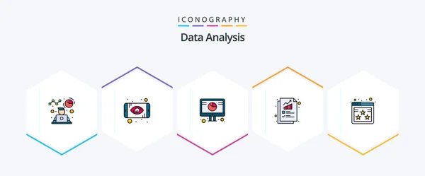 Data Analysis Filledline Icon Pack Including Page Graph Analysis Digital — Stockvector