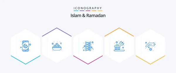 Islam Ramadan Blue Icon Pack Including Charity Religion Bedug Mubarak — Stock vektor