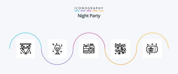 Night Party Line Icon Pack Including Night Party Decoration Night — Stockový vektor