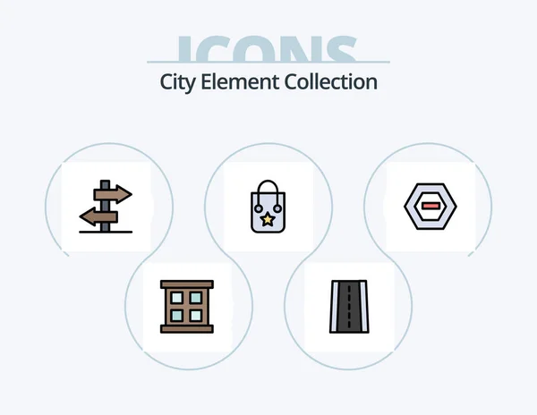 City Element Collection Line Filled Icon Pack Icon Design Arrow — стоковый вектор