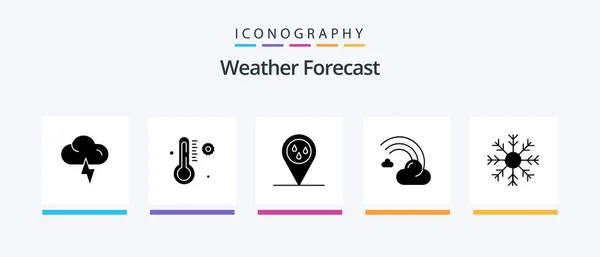 Weather Glyph Icon Pack Including Weather Flake Weather Cold Line — Vettoriale Stock
