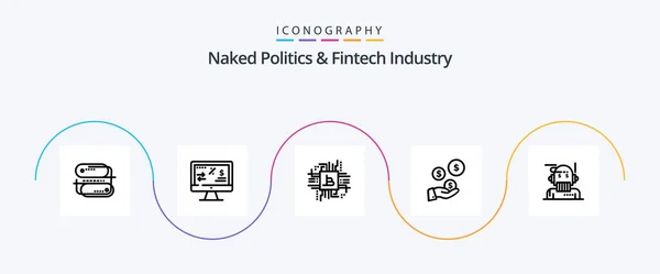 Naked Politics Fintech Industry Line Icon Pack Including Robo Advisor — 图库矢量图片