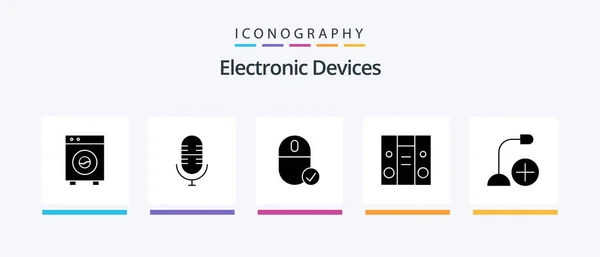 Devices Glyph Icon Pack Including Computers Music Computers Center Hardware — Stock Vector