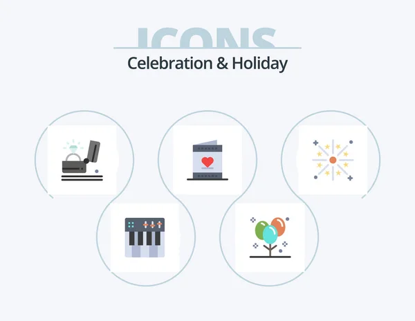 Celebration Holiday Flat Icon Pack Icon Design Heart Love Holiday — Vetor de Stock
