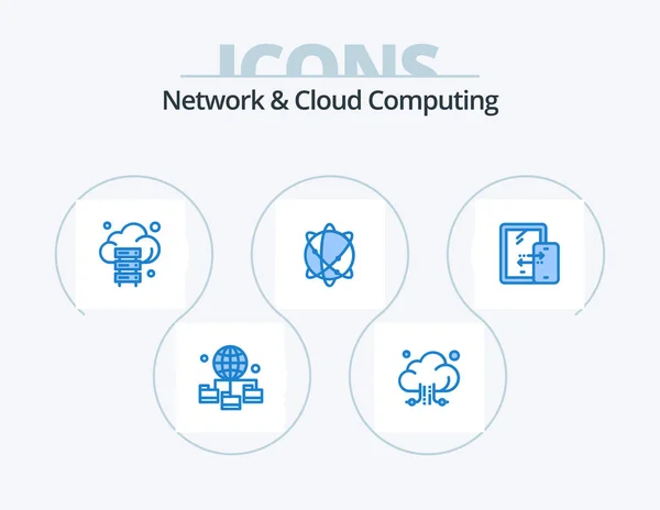 Network Cloud Computing Blue Icon Pack Icon Design Connection World — Vector de stock
