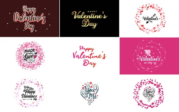 Happy Valentine Day Typography Design Heart Shaped Balloon Gradient Color — Vetor de Stock