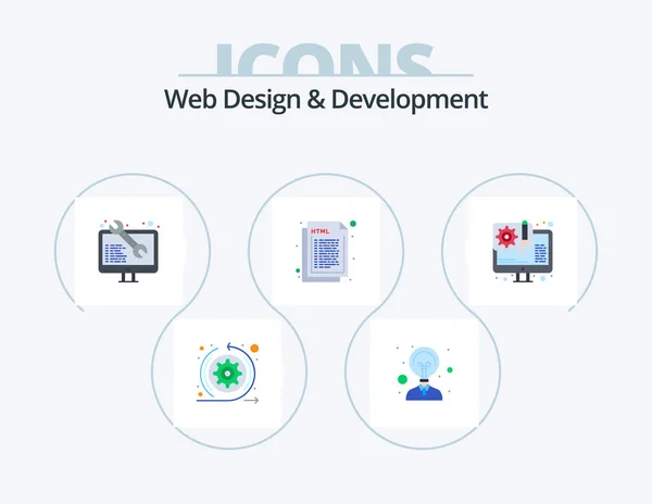 Web Design Development Flat Icon Pack Icon Design Design Web — Stok Vektör