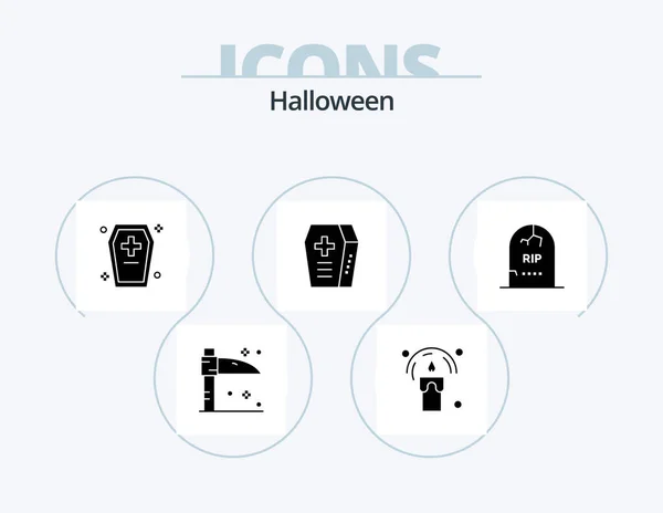 Halloween Glyph Icon Pack Icon Design Gravestone Death Coffin Holiday — Wektor stockowy