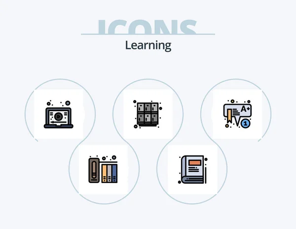 Learning Line Filled Icon Pack Icon Design Learning Drawing Learning — Stockvector