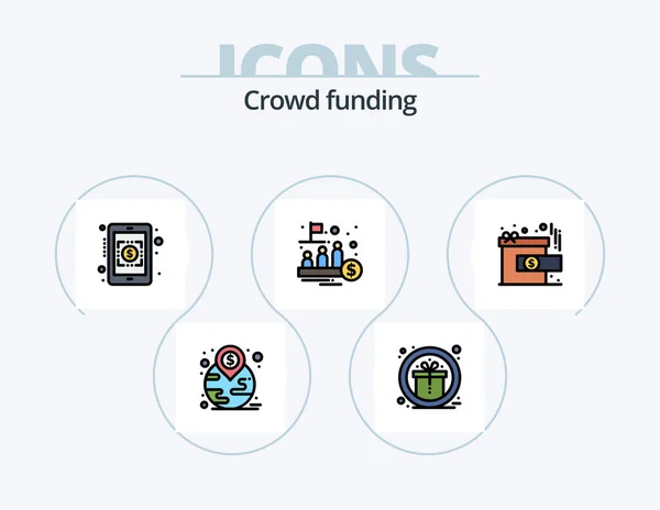 Crowdfunding Line Filled Icon Pack Icon Design Microscope Fund Achievement — Image vectorielle