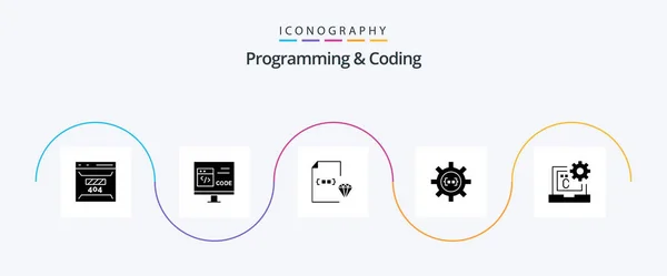 Programming Coding Glyph Icon Pack Including Develop Coding Develop File — Archivo Imágenes Vectoriales