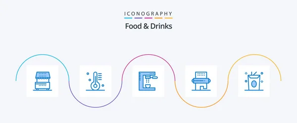 Food Drinks Blue Icon Pack Including Food Cooking Food Machine — Vetor de Stock